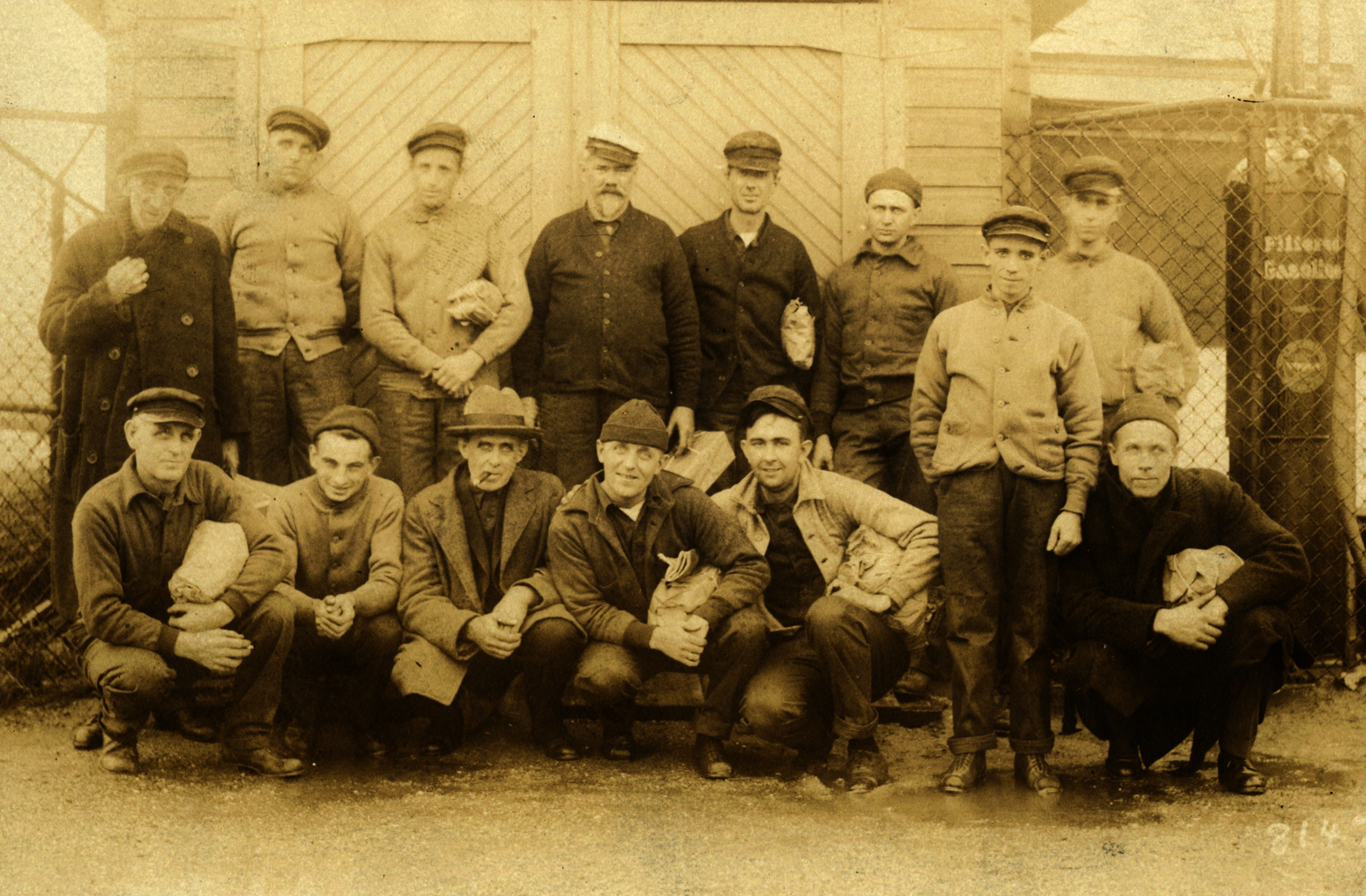 The crew of the stranded steam tug Thomas Tracy. (U.S. Coast Guard) The crew of the stranded steam tug Thomas Tracy. (U.S. Coast Guard)